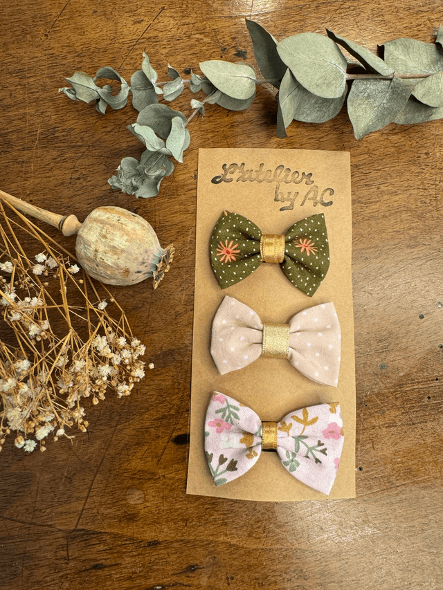 Lot de 3 barrettes anti-glisse nœud