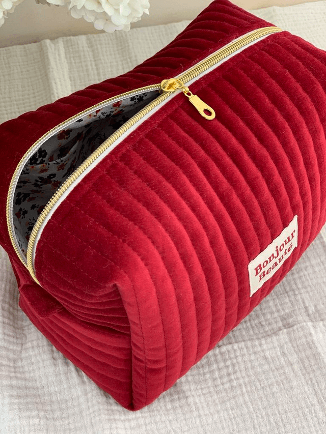 Trousse de toilette SUZANE velours matelassé