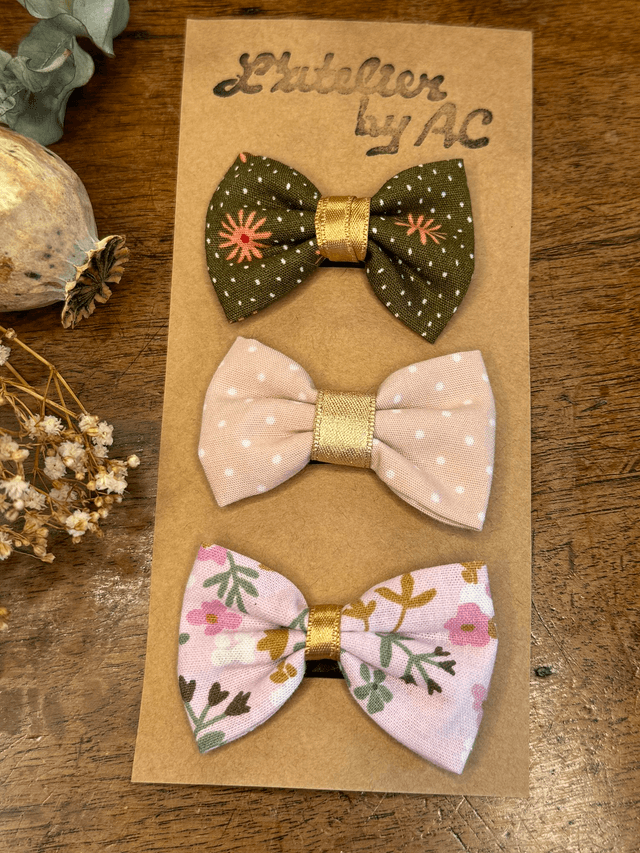 Lot de 3 barrettes anti-glisse nœud