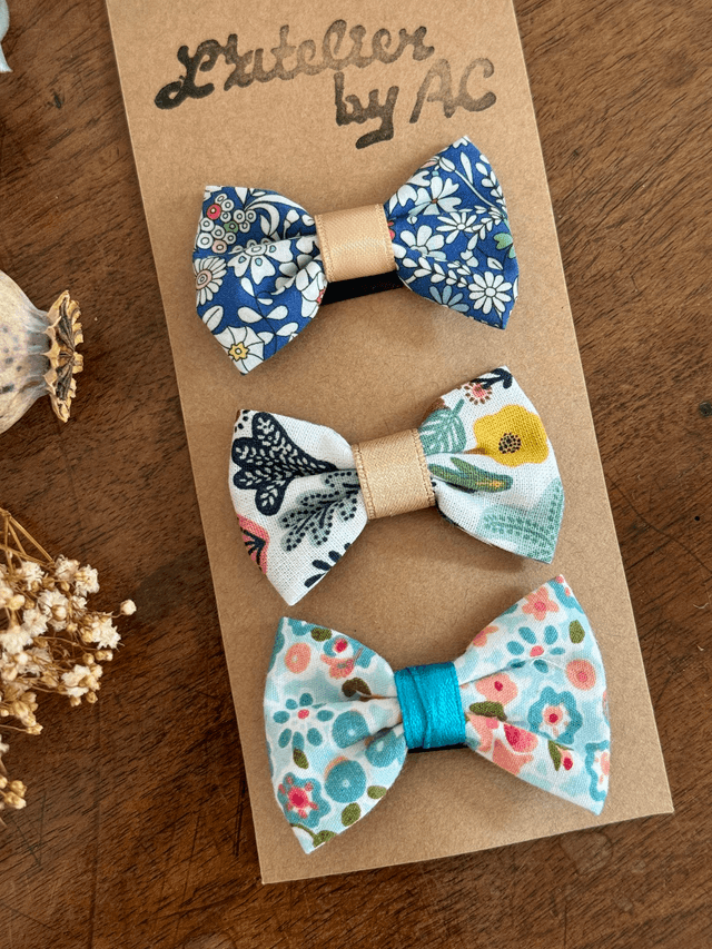Lot de 3 barrettes anti-glisse nœud 