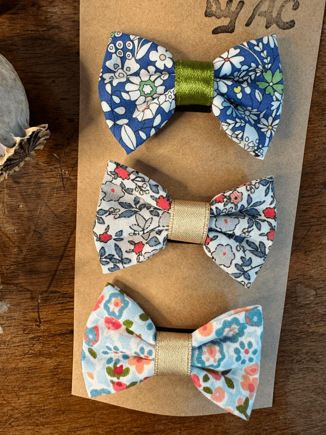 Lot de 3 barrettes anti-glisse nœud