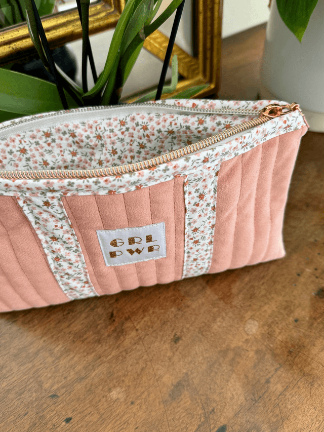 Pochette plate matelassée M - velours