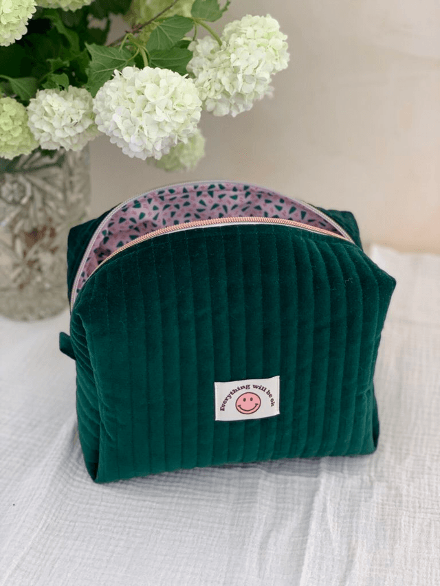 Trousse de toilette SUZANE velours matelassé